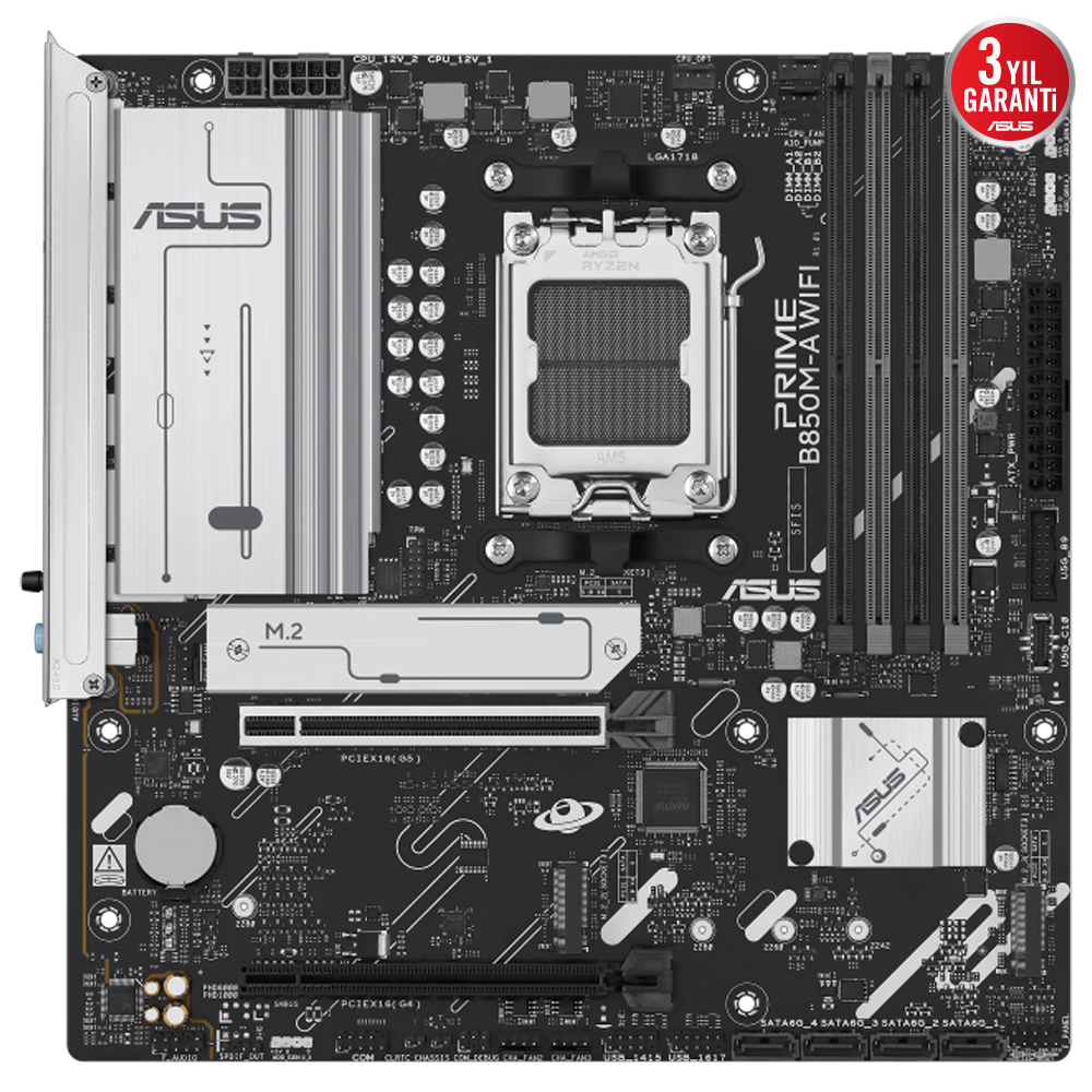 ASUS PRIME B850M-A WIFI 8000MHz DDR5 Soket AM5 M.2 HDMI DP mATX Anakart