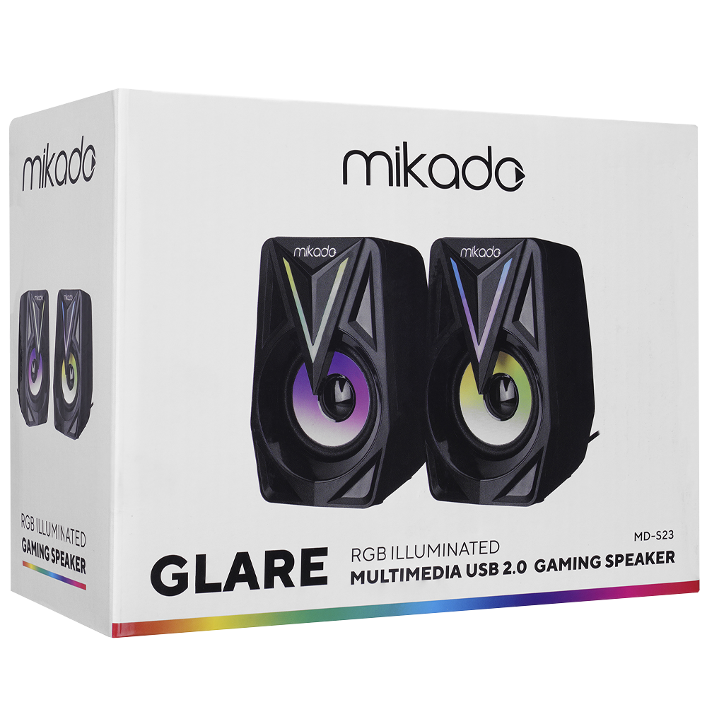 MIKADO MD-S23 GLARE 2.0 3W*2 RGB Siyah USB Gaming Speaker Hoparlör