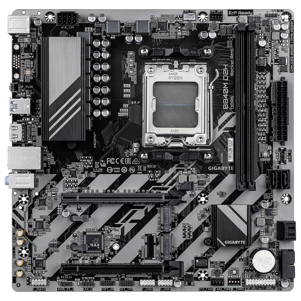 GIGABYTE B840M D2H 7600MHz DDR5 Soket AM5 M.2 USB 3.2 HDMI mATX Anakart