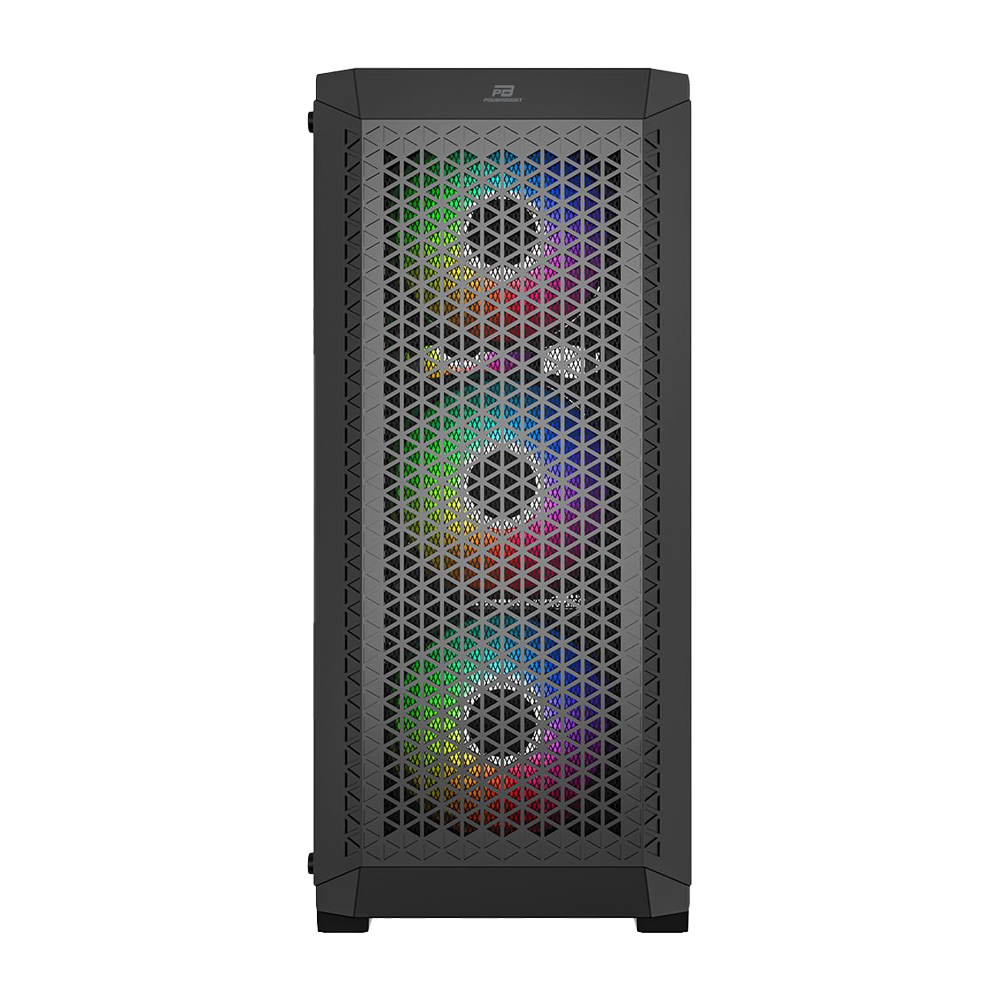 PowerBoost PB-PS5847B 600W USB 3.0 Tempered Glass Mesh RGB Fanlı ATX Mid Tower Gaming Kasa