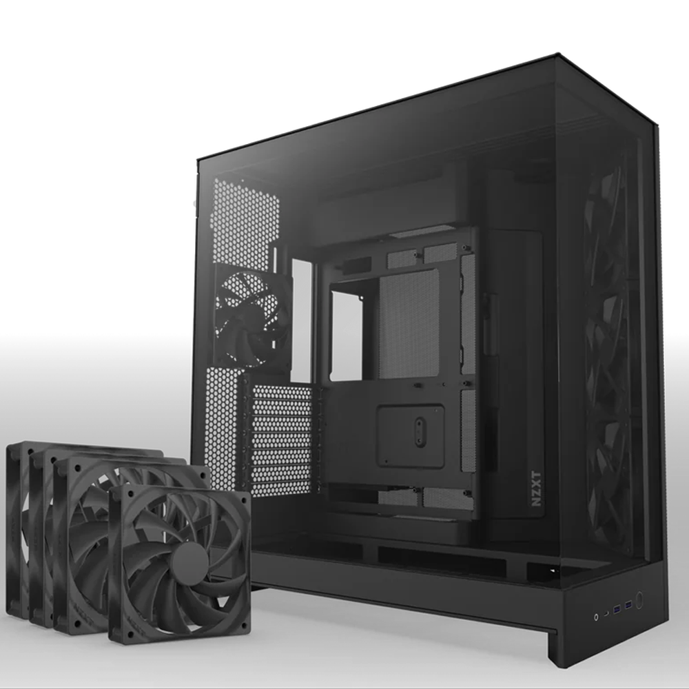 NZXT H9 Flow Large Dual-Chamber Tempered Glass USB 3.2 Siyah ATX Mid Tower Kasa