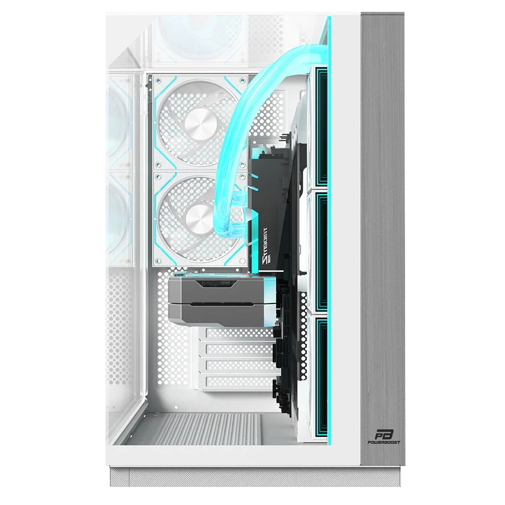 PowerBoost ECLIPSE USB 3.0 USB-C Tempered Glass 8x ARGB Fanlı ATX Mid Tower Beyaz Gaming Kasa 