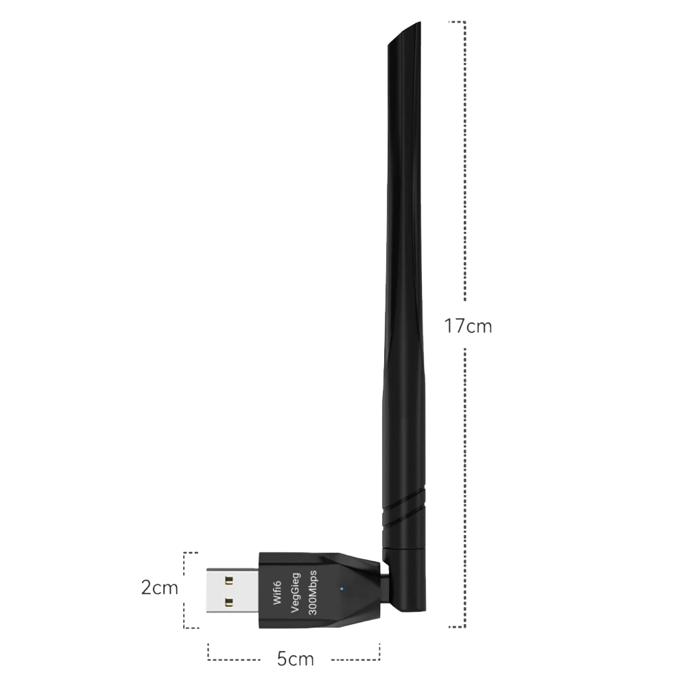 VegGieg 300 Mbps 2.4Ghz/6Ghz Dual Band Alıcı Verici USB WiFi 6 Adaptör
