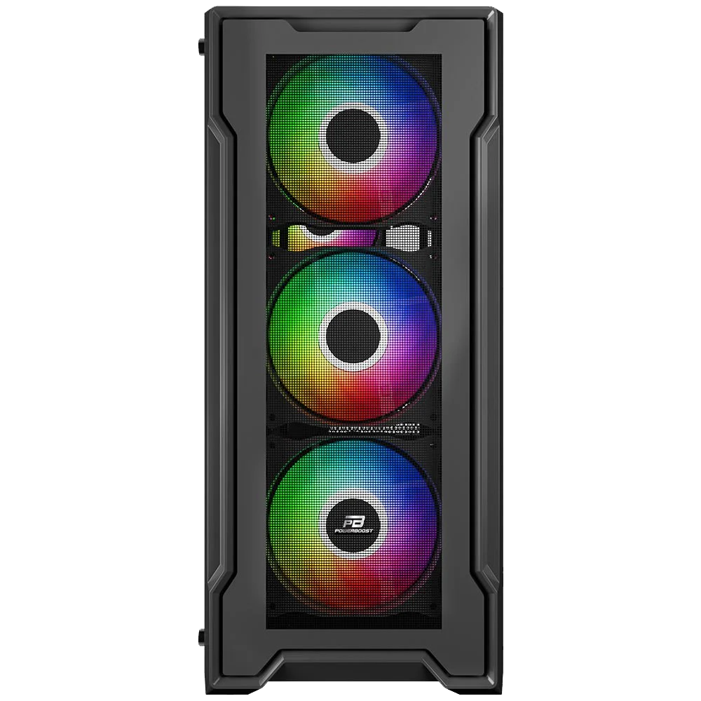 PowerBoost PB-PS6849B 650W 80+ Bronze USB 3.0 Tempered Glass Mesh Rainbow Fanlı ATX Mid Tower Gaming Kasa