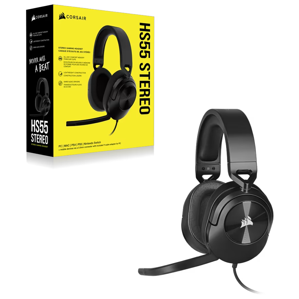 Corsair HS55 Stereo Kablolu Siyah Gaming Kulaklık