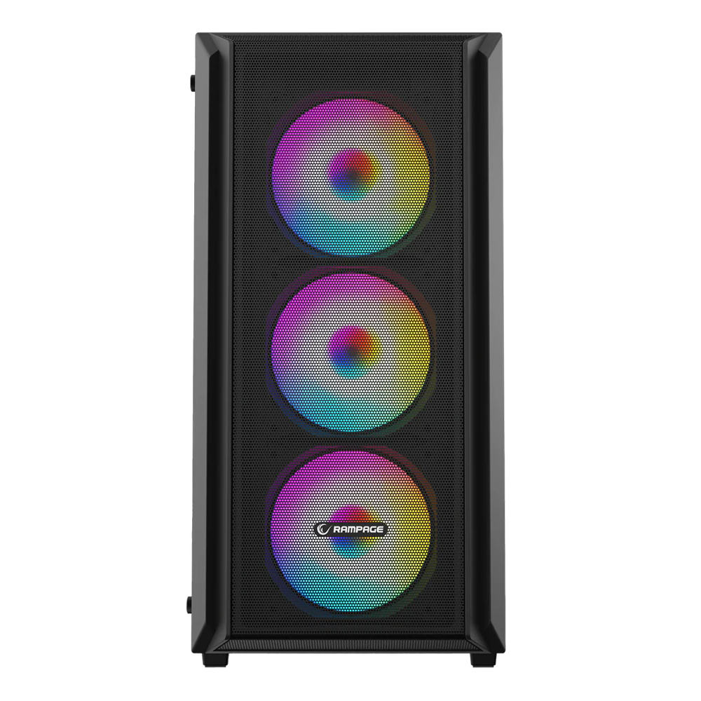 Rampage BETA MESH 650W 80+ 12cm ARGB Fan Temperli Camlı Mid-T Siyah Gaming Kasa
