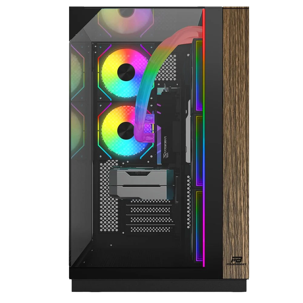 PowerBoost ECLIPSE USB 3.0 USB-C Tempered Glass 8x ARGB Fanlı ATX Mid Tower Siyah Gaming Kasa 