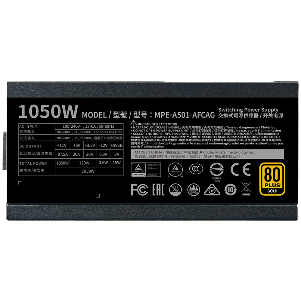 Cooler Master MWE V2 1050W 80+ Gold Full Modüler Gen 5.0 ATX 3.1 140mm Fanlı PSU