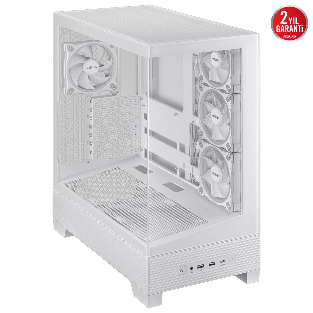 ASUS A31 PLUS Tempered Glass ARGB Beyaz USB 3.2 ATX Mid Tower Kasa