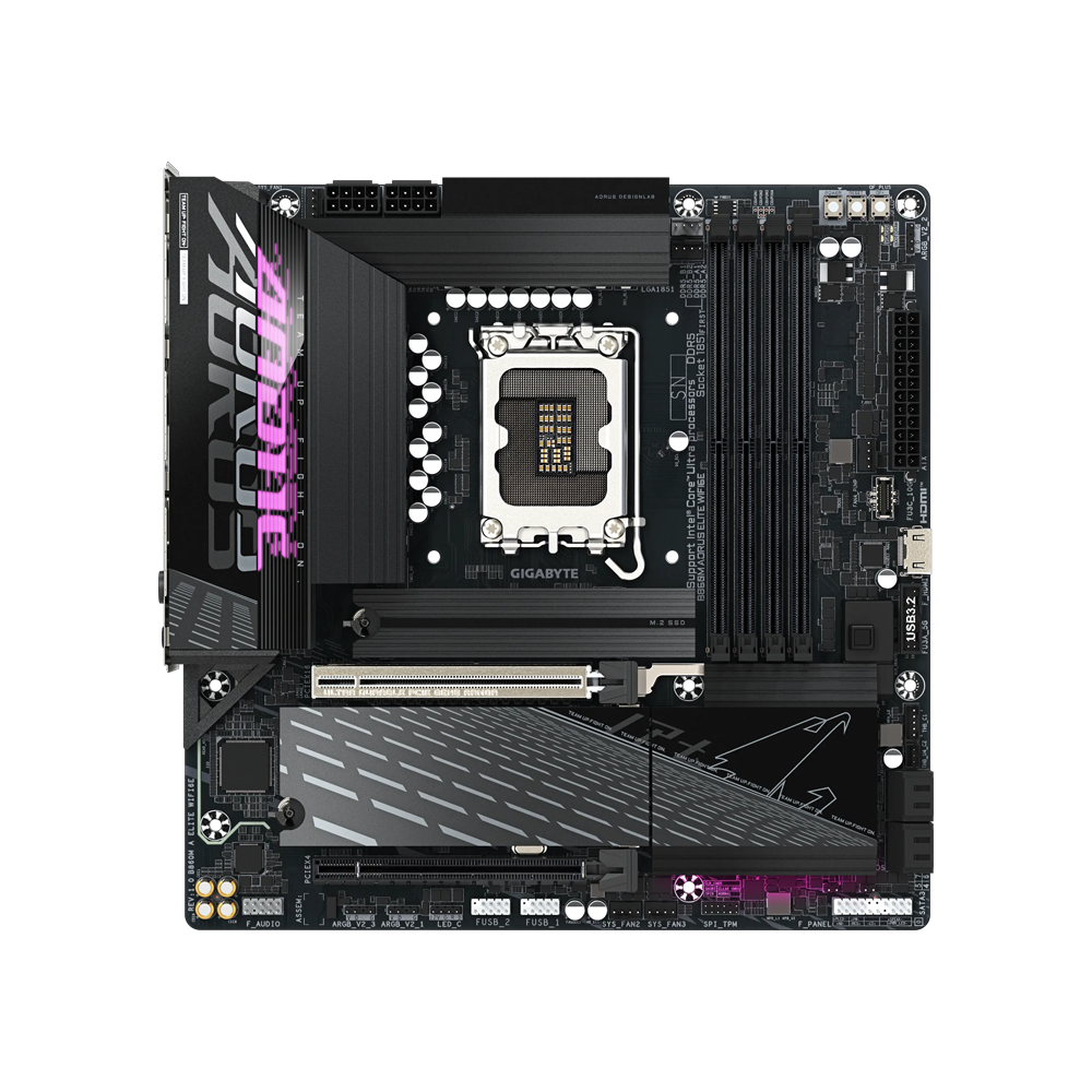 GIGABYTE B860M AORUS ELITE WIFI6E 9200MHz OC DDR5 Soket 1851 M.2 USB4 HDMI DP Micro-ATX Anakart