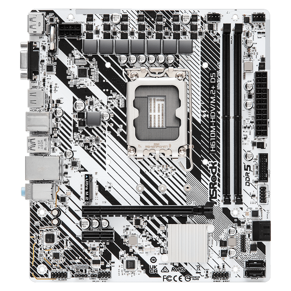 ASROCK H610M-HDV M.2+ D5 5600MHz DDR5 Soket 1700 M.2 USB 3.2 HDMI mATX Anakart