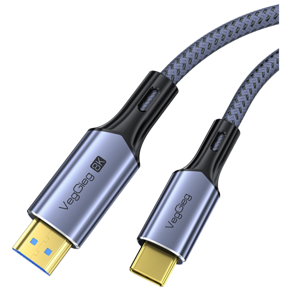 VegGeig 48 Gbps 8K/60Hz 4K/240Hz Type-C to HDMI 3D Örgülü HDMI Kablo 2 Metre