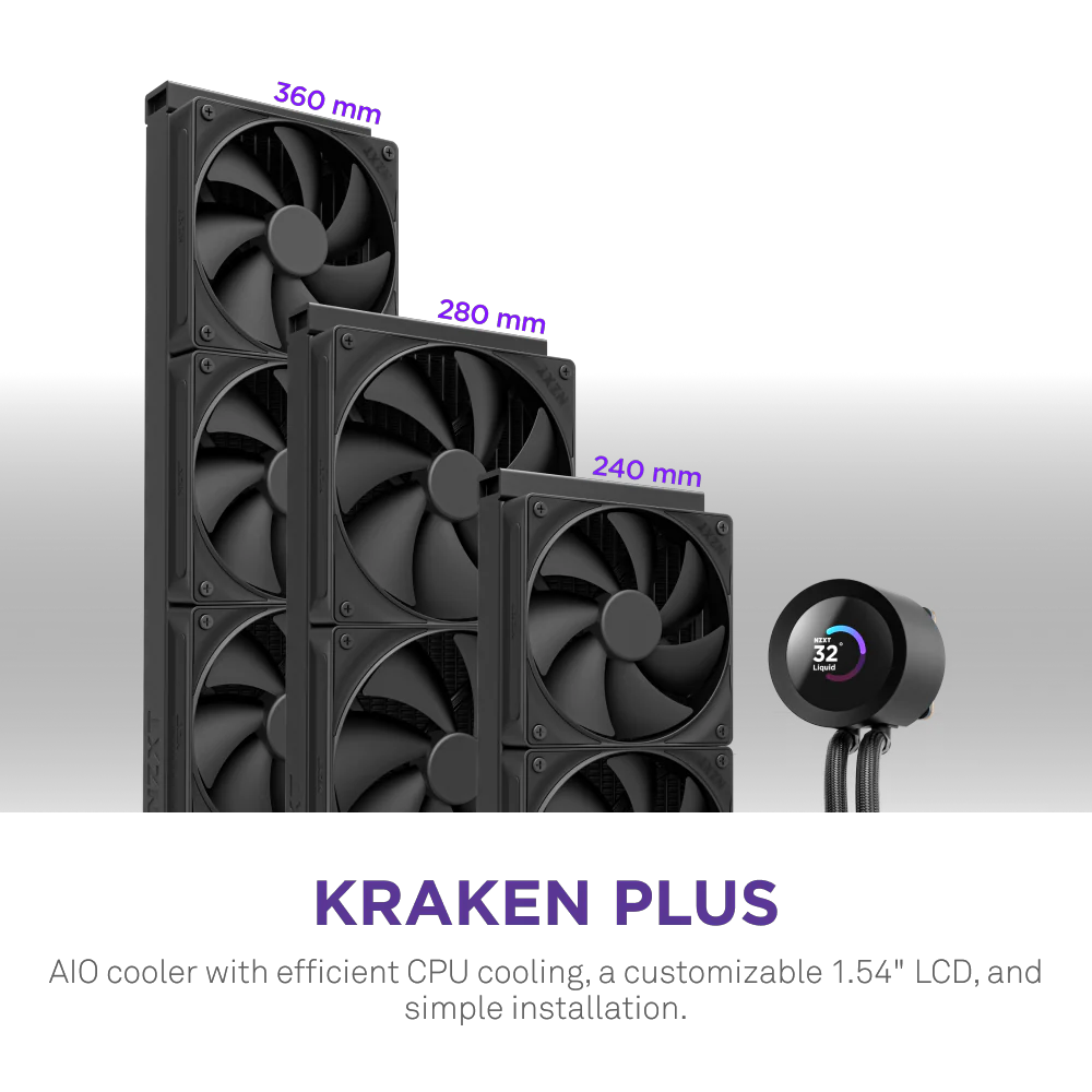 NZXT Kraken Plus 360 AIO LCD 360mm Siyah Sıvı İşlemci Soğutucusu