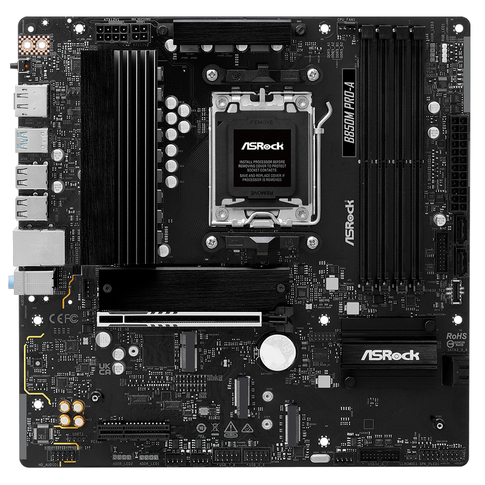 ASROCK B850M PRO-A 8000MHz DDR5 Soket AM5 M.2 USB 3.2 HDMI mATX Anakart