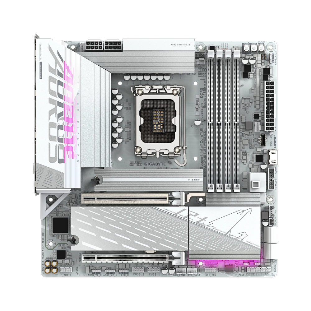 GIGABYTE B860M AORUS ELITE WIFI6E ICE 9200MHz OC DDR5 Soket 1851 M.2 USB4 HDMI DP mATX Anakart