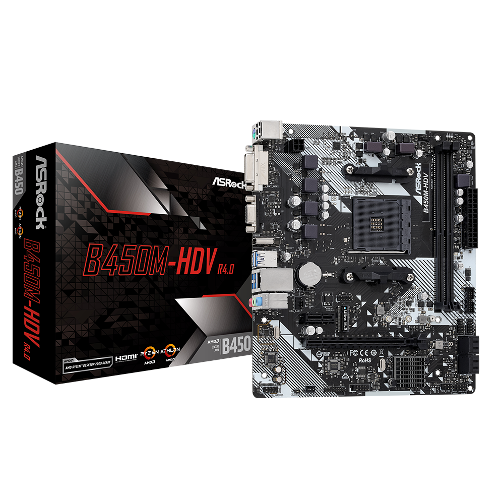 ASROCK B450M-HDV R4.0 3200MHz DDR4 Soket AM4 M.2 USB 3.1 HDMI mATX Anakart