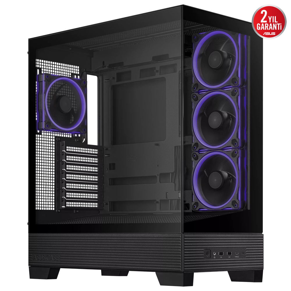 ASUS A31 PLUS Tempered Glass ARGB Siyah USB 3.2 ATX Mid Tower Kasa
