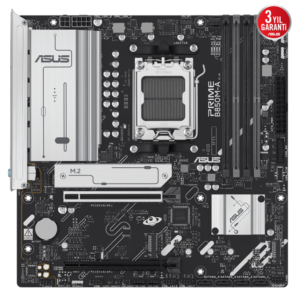 ASUS PRIME B850M-A-CSM 8000MHz DDR5 Soket AM5 M.2 HDMI DP mATX Anakart