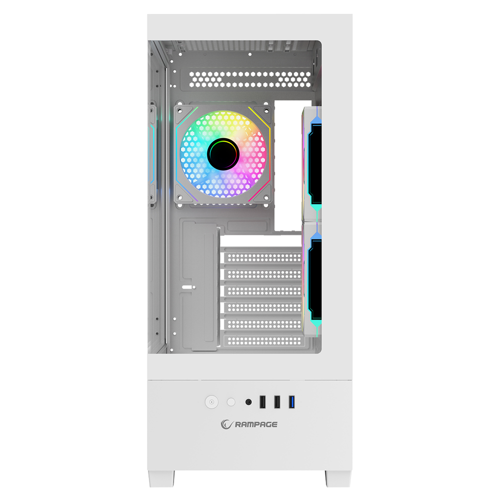 Rampage CALIBRE 750W 80+ Bronze Tempered Glass USB3.0 ARGB ATX Beyaz Gaming Kasa