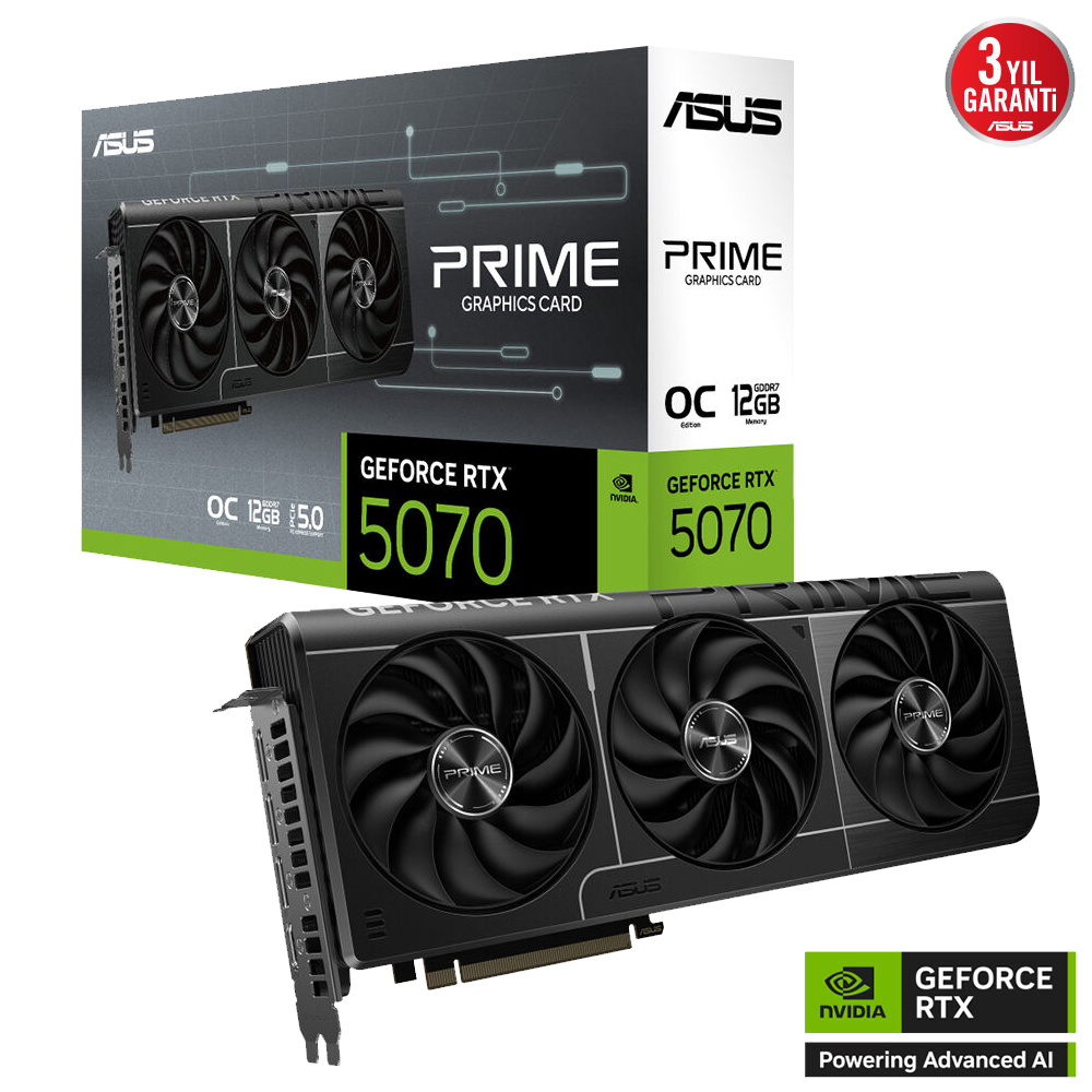 ASUS PRIME GeForce RTX 5070 OC Edition 12GB GDDR7 DLSS 4 192 Bit Ekran Kartı