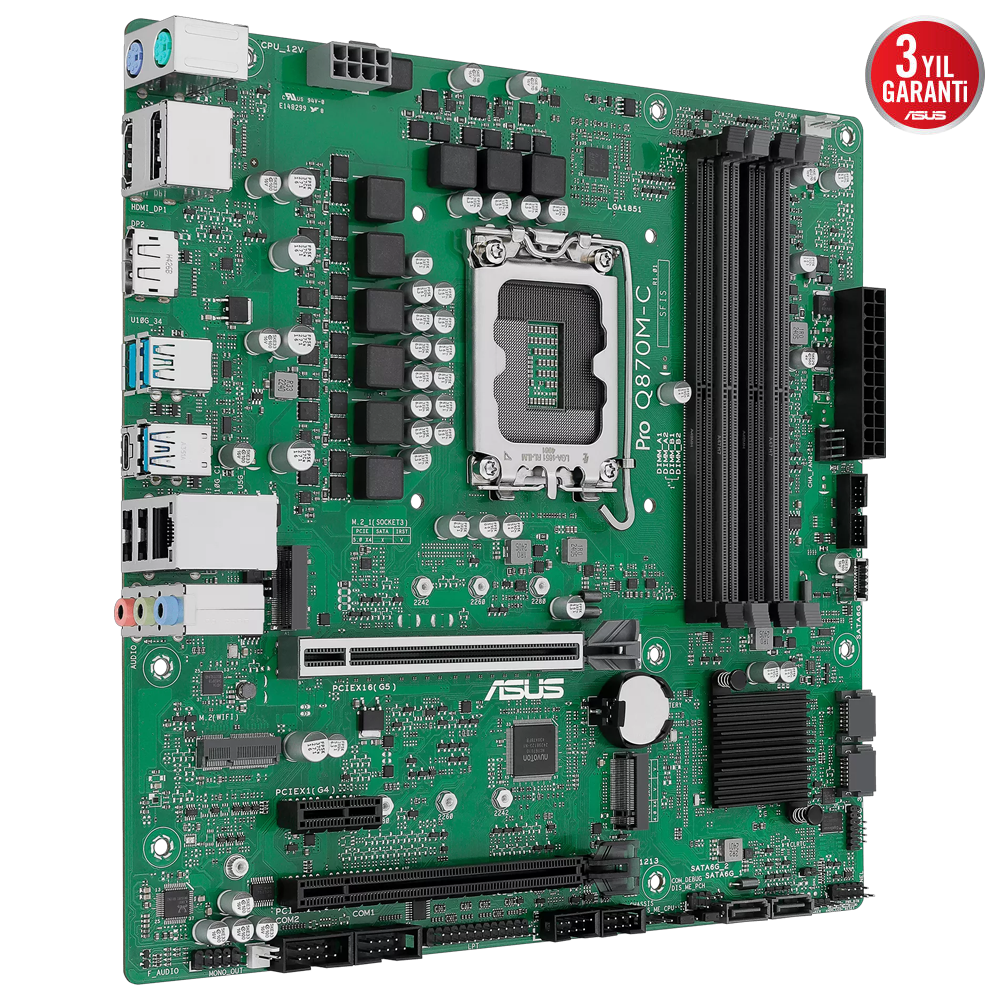 ASUS PRO Q870M-C-CSM 6400MHz OC DDR5 Soket 1851 M.2 DP HDMI mATX Anakart