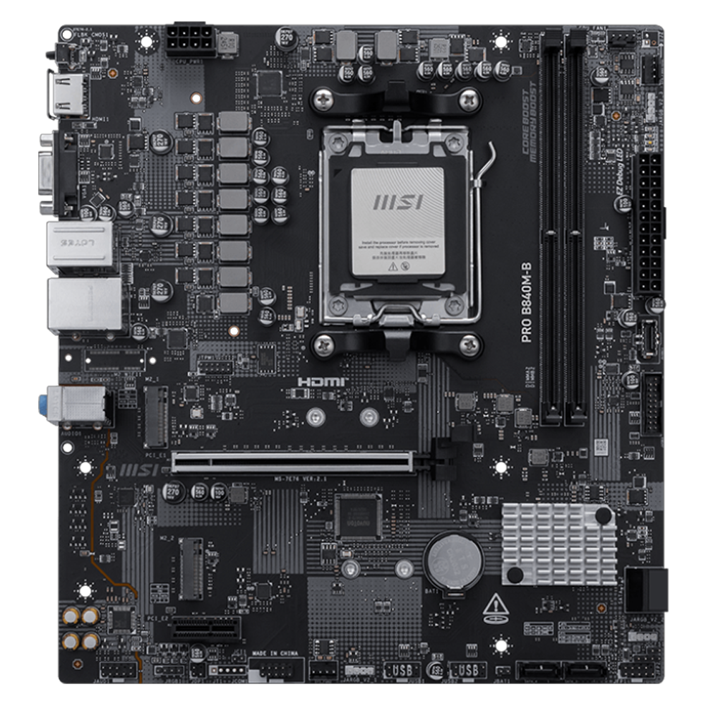 MSI PRO B840M-B 8000MHz OC DDR5 Soket AM5 M.2 USB-C HDMI ATX Anakart