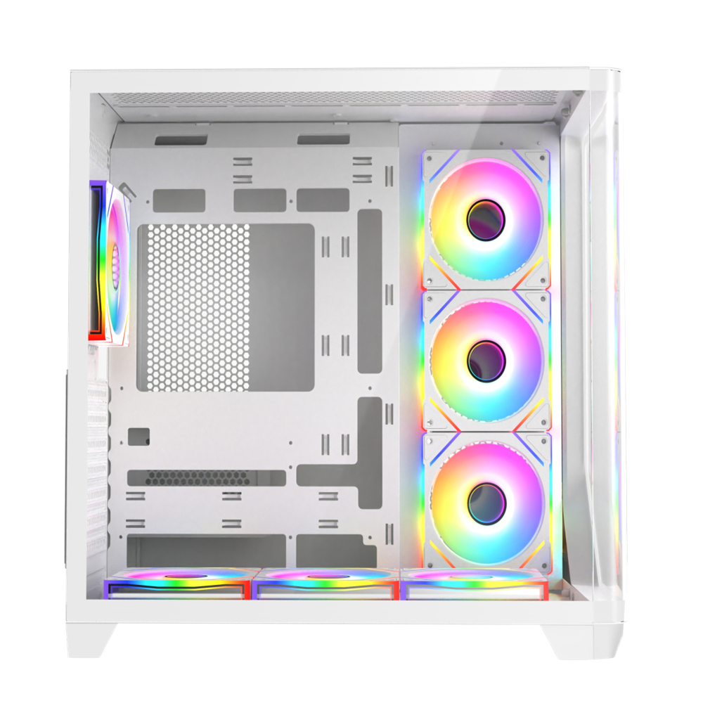 FAZEON F3 750W 80+ Bronze Tempered Glass 7x ARGB Fanlı USB 3.0 Beyaz ATX Bilgisayar Kasası