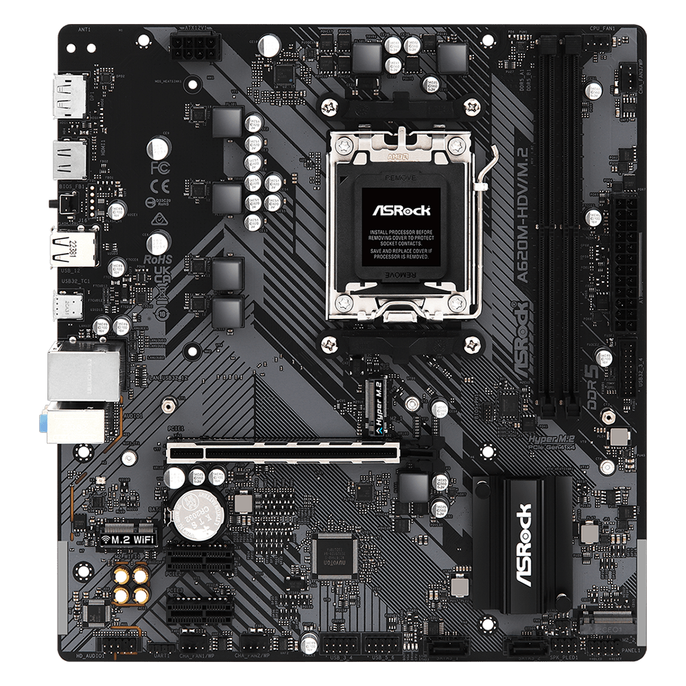 ASROCK A620M-HDV M.2 6400MHz(OC) DDR5 Soket AM5 M.2 HDMI DP mATX Anakart