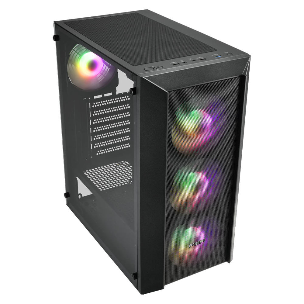  FSP CMT318 Tempered Glass USB 3.0 Gen4 Tempered Glass Rainbow E-ATX Kasa + FSP 750W PSU