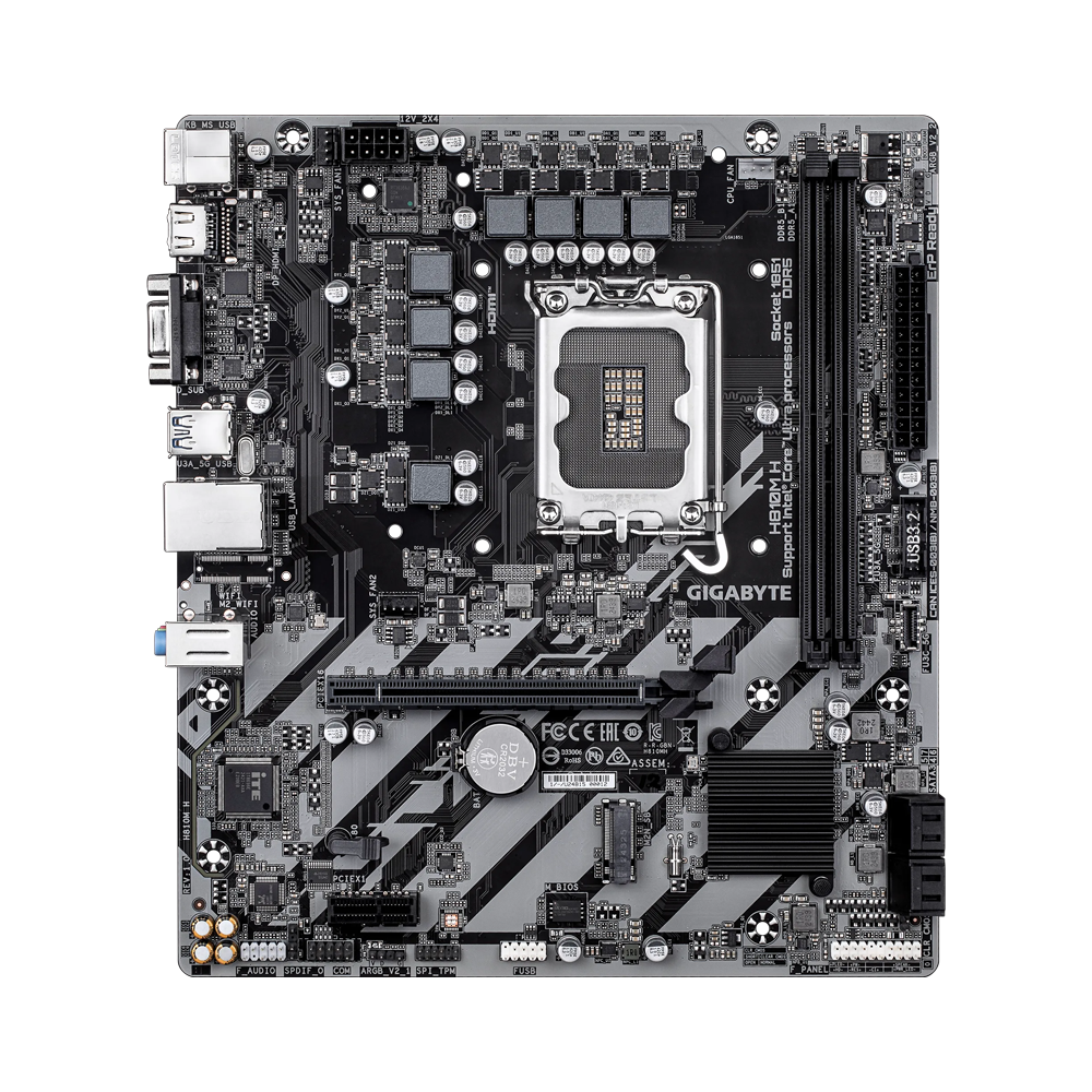 GIGABYTE H810M H 6400MHz DDR5 Soket 1851 M.2 USB 3.2 HDMI D-Sub mATX Anakart