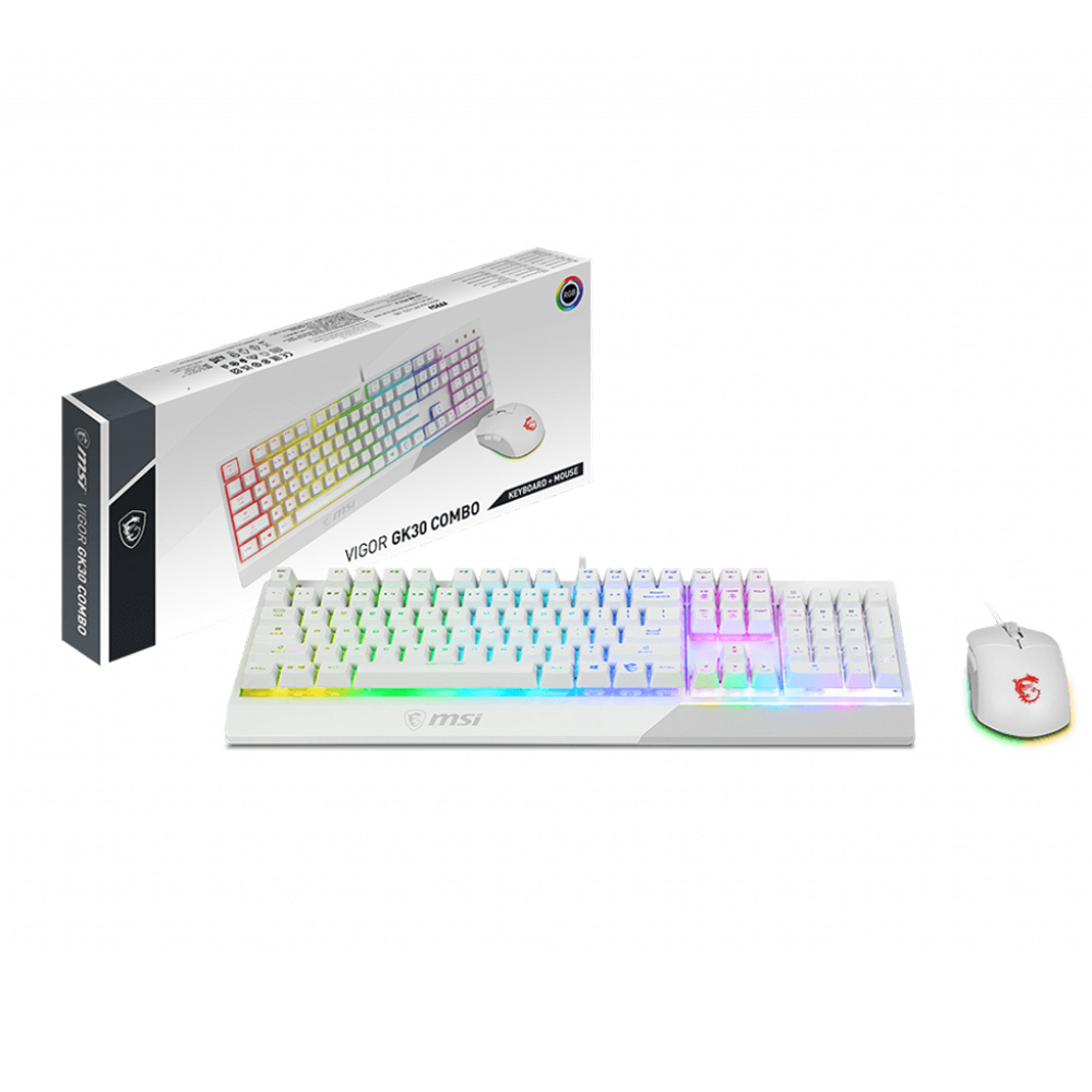 MSI Vigor GK30 Türkçe RGB Beyaz Klavye Mouse Gaming Combo Set