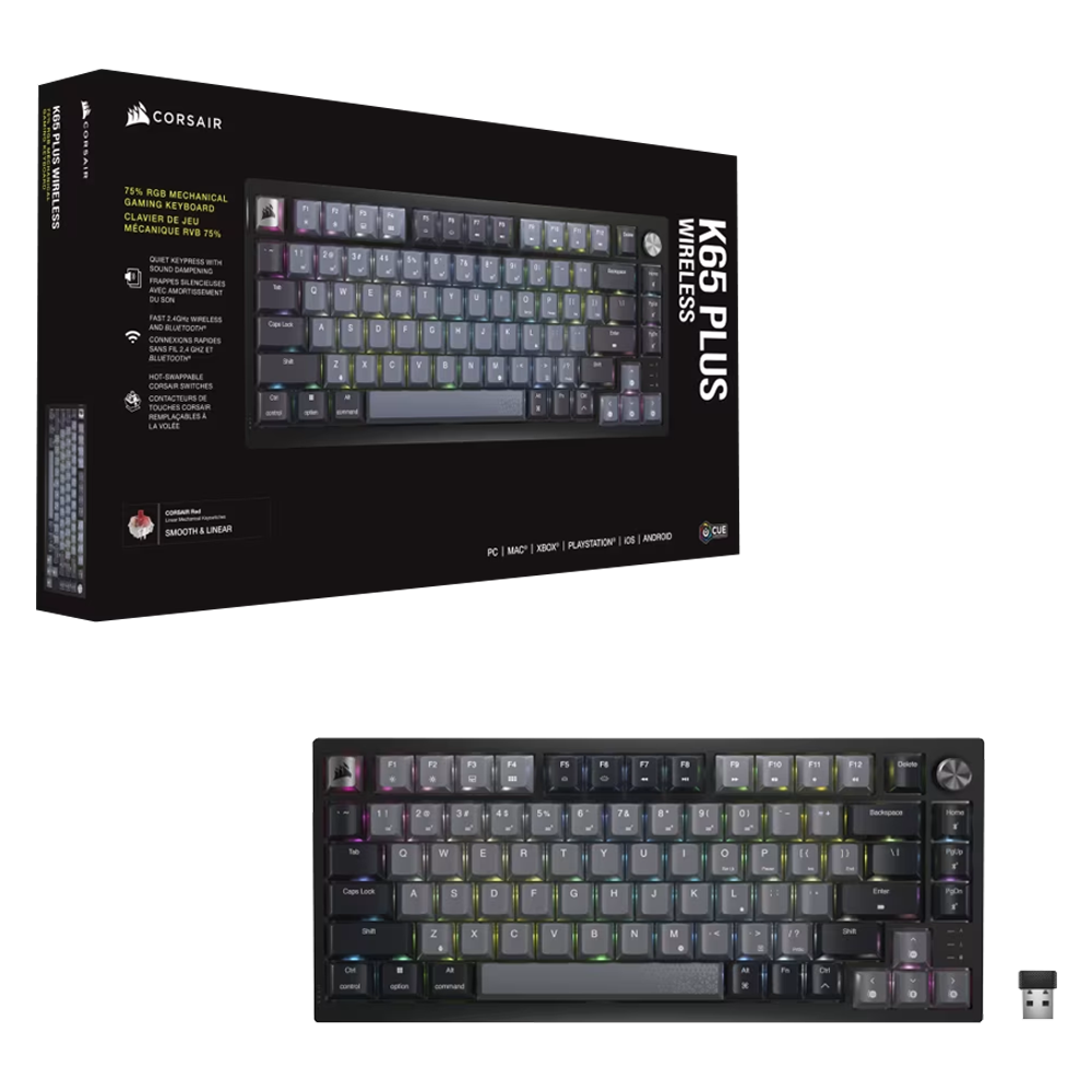 Corsair K65 PLUS WIRELESS RGB MLX Red Switch Türkçe Kablosuz Gaming Klavye