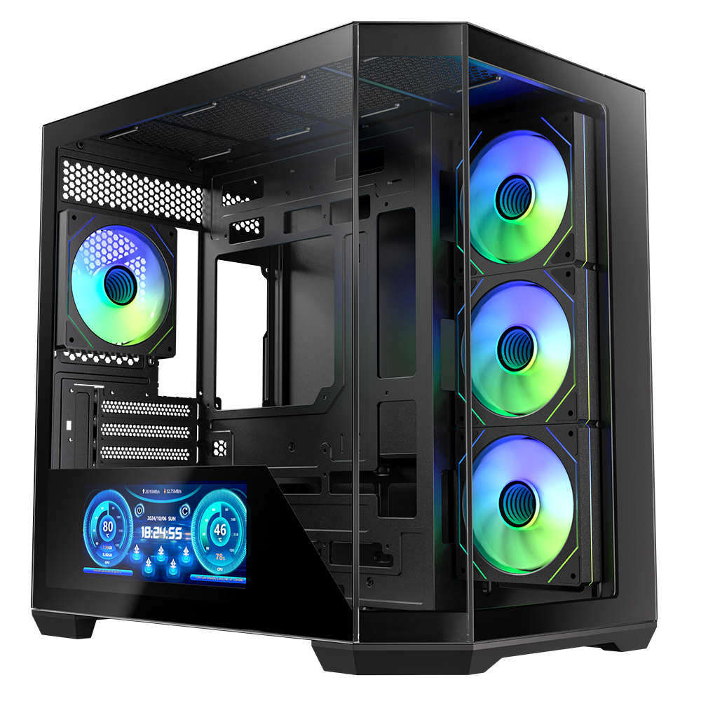 BitFenix Digital T10 ES 850W 80+ Bronze 10.24" Ekranlı Tempered Glass ARGB USB 3.1 ATX Mid Tower Siyah Kasa