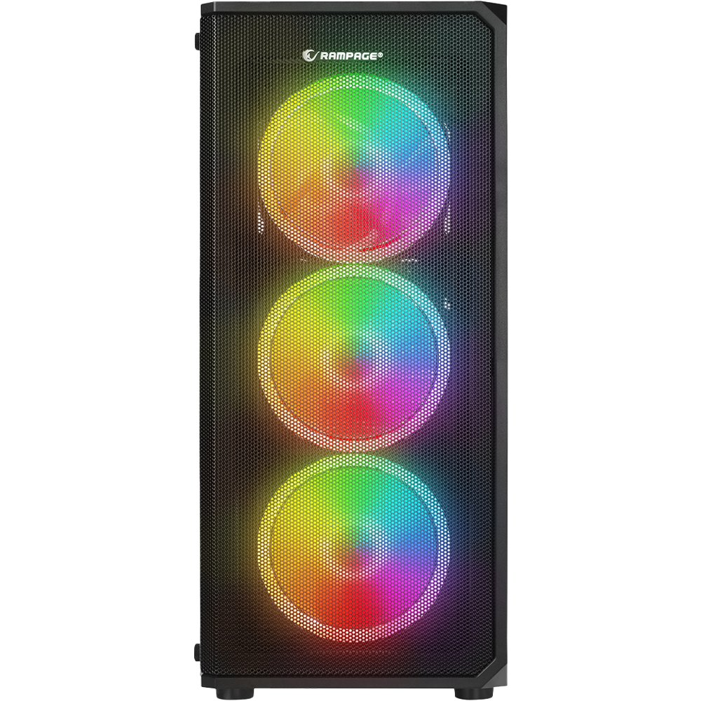 Rampage HELIOS Mesh 650W 80+ Siyah Temperli Cam 4x12cm Rainbow ATX Gaming Siyah Kasa
