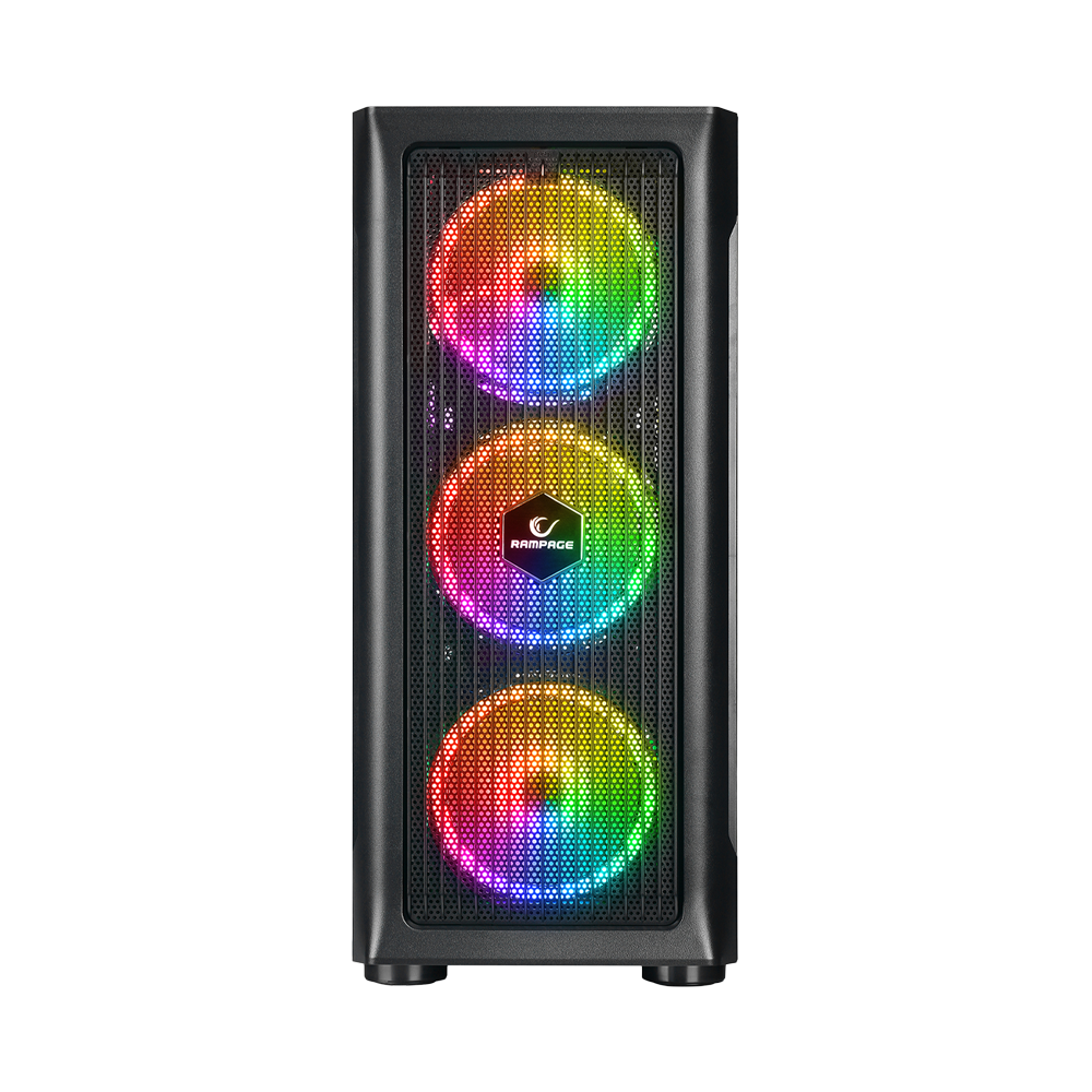 Rampage PROLIX 650W 80+ ARGB Fan Manyetik Temperli Camlı Mesh ATX Mid Tower Siyah Gaming Kasa