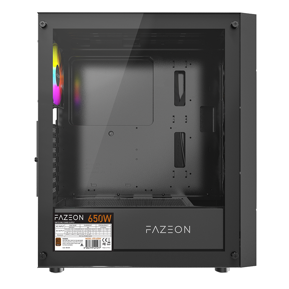FAZEON F11 650W 80+ Bronze Tempered Glass Mesh 4x ARGB Fanlı USB 3.0 Siyah ATX Bilgisayar Kasası