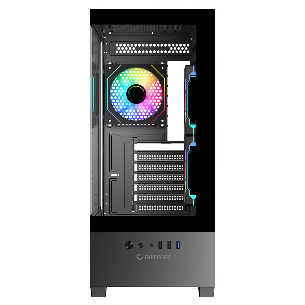 Rampage CALIBRE 750W 80+ Bronze Tempered Glass USB3.0 ARGB ATX Siyah Gaming Kasa