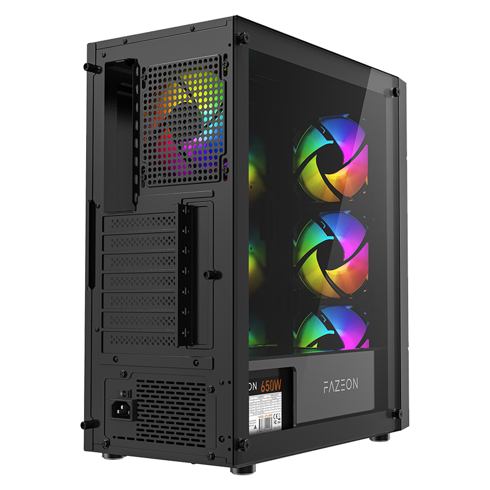 FAZEON F11 650W 80+ Bronze Tempered Glass Mesh 4x ARGB Fanlı USB 3.0 Siyah ATX Bilgisayar Kasası