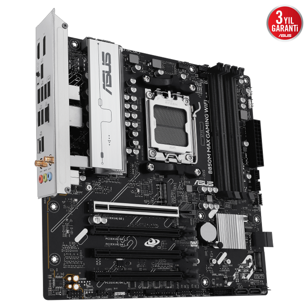 ASUS B850M MAX GAMING WIFI 8000MHz DDR5 Soket AM5 M.2 HDMI DP mATX Anakart