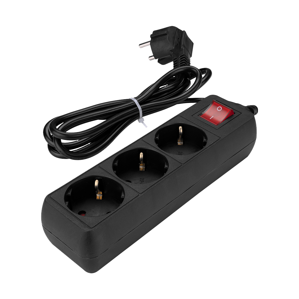 S-link SPG3-X-3 1.5m 150 Joule 3 lü Anahtarlı Akım Korumalı Siyah Priz