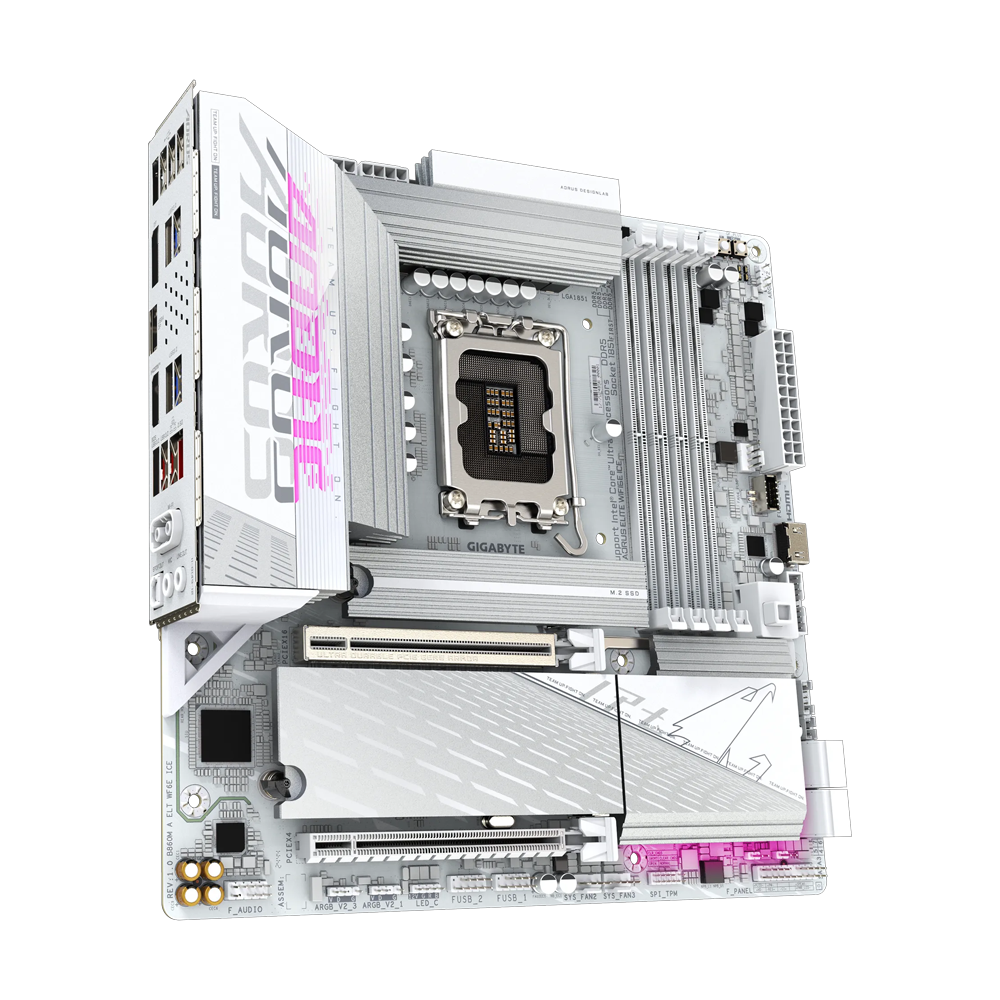GIGABYTE B860M AORUS ELITE WIFI6E ICE 9200MHz OC DDR5 Soket 1851 M.2 USB4 HDMI DP mATX Anakart