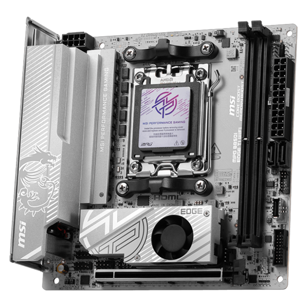 MSI MPG B850I EDGE TI WIFI 10000MHz(OC) DDR5 Soket AM5 M.2 HDMI USB-C Mini-ITX Anakart