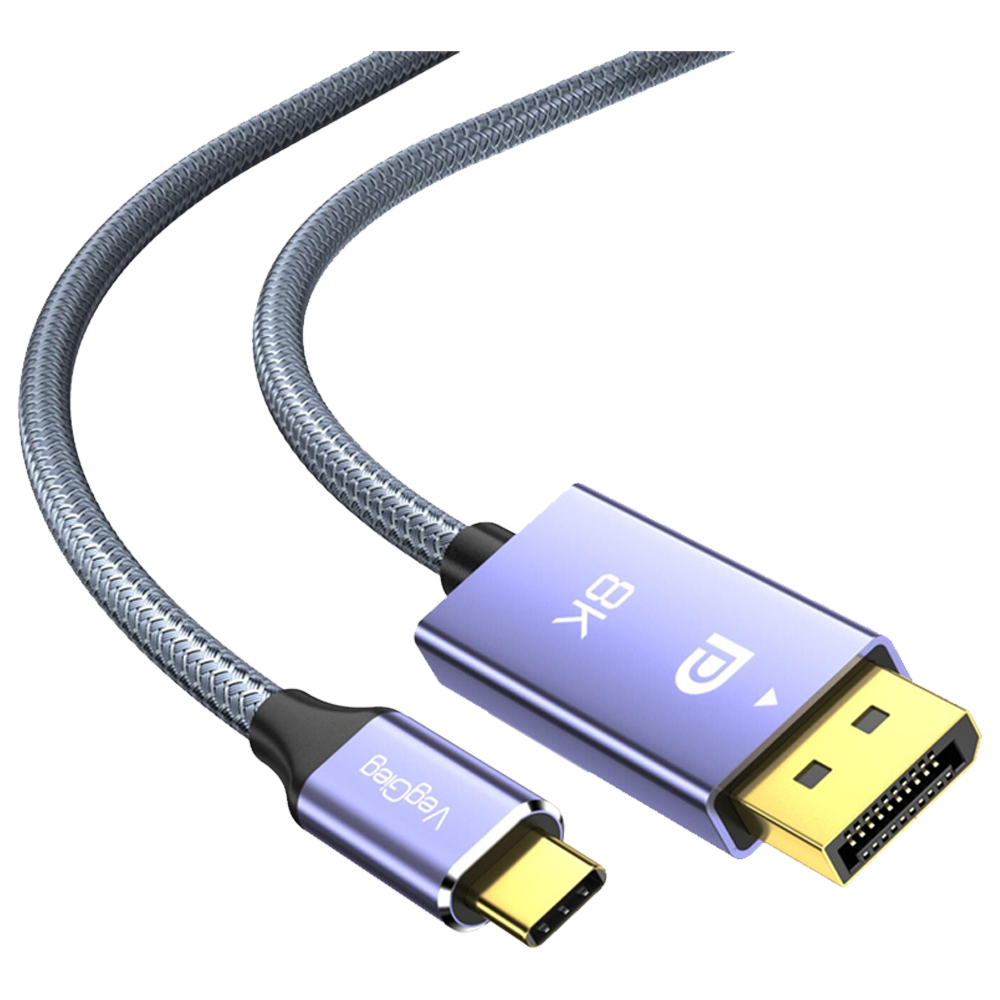 VegGeig 8K/60Hz 4K/144Hz Type-C 3.1 Displayport 1.4 Çift Yönlü 2 Metre Kablo