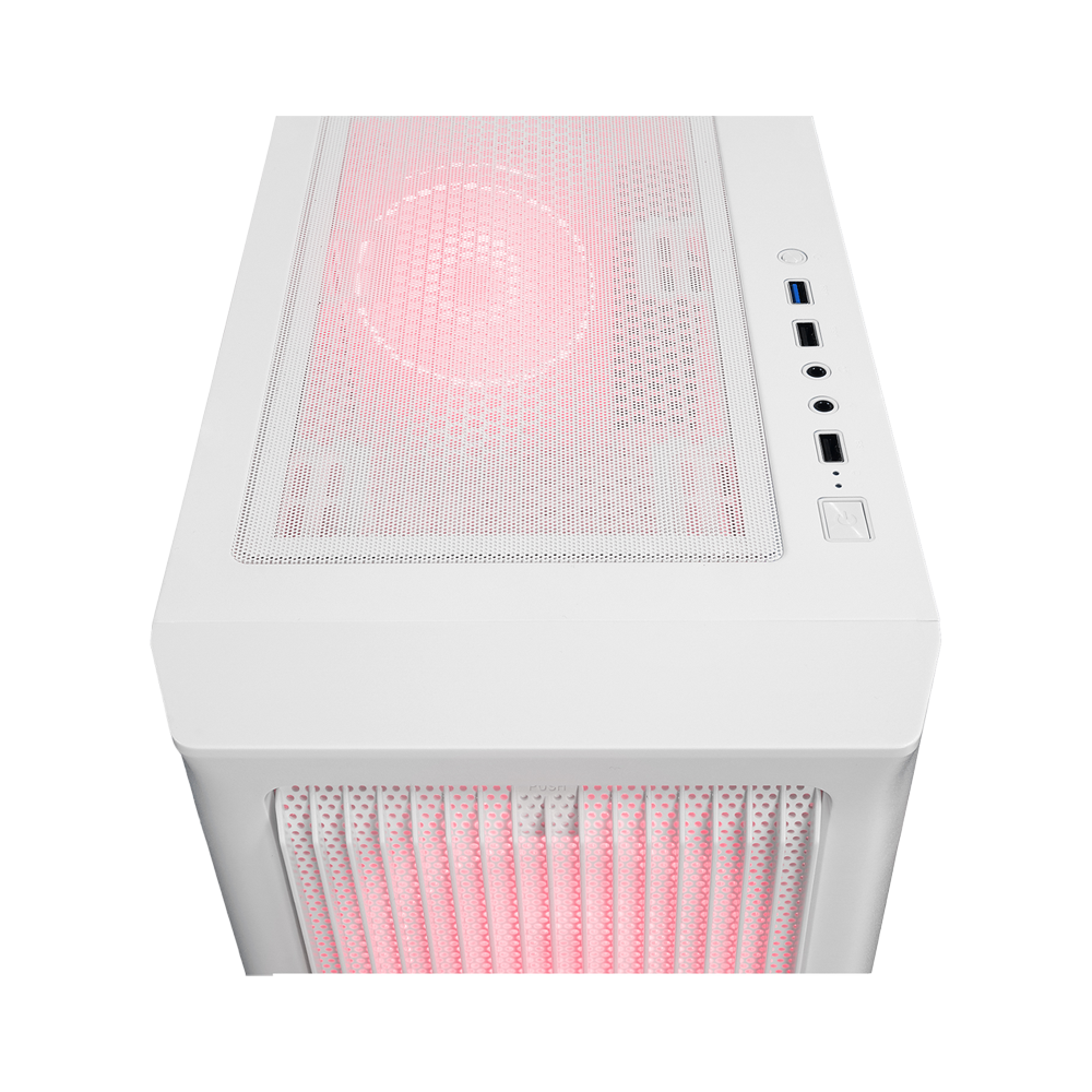 Rampage PROLIX 650W 80+ ARGB Fan Manyetik Temperli Camlı Mesh ATX Mid Tower Beyaz Gaming Kasa