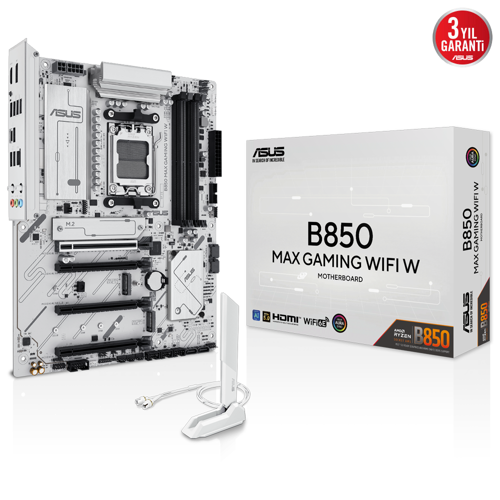 ASUS B850 MAX GAMING WIFI W 8000MHz DDR5 Soket AM5 M.2 HDMI DP ATX Anakart
