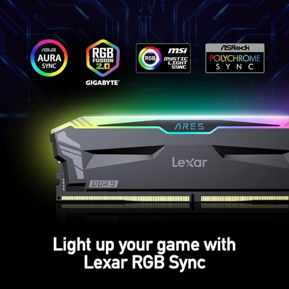 Lexar 32GB (2x16GB) ARES RGB 6400MHz CL32 INTEL XMP/ AMD EXPO DDR5 Siyah Dual Kit Ram