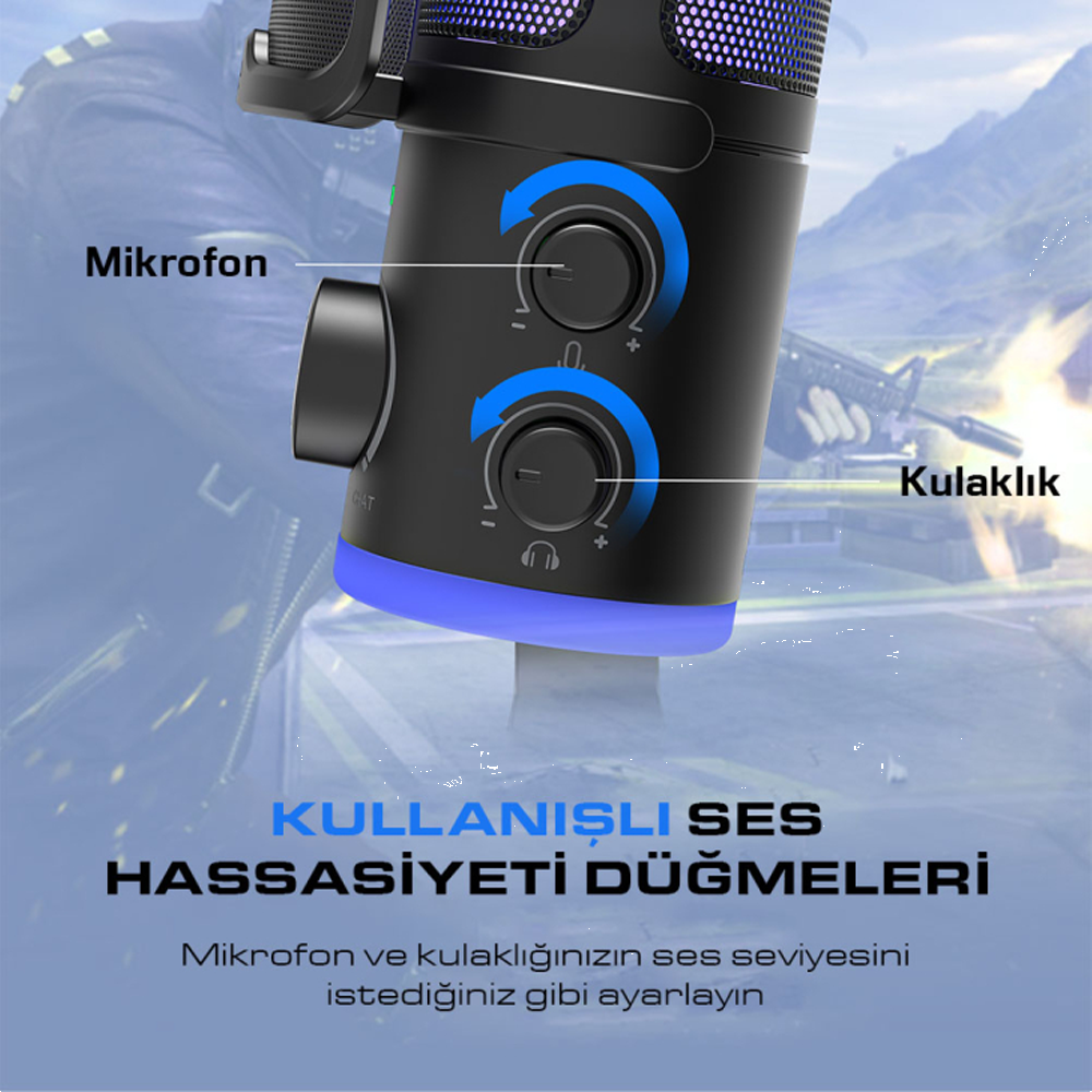 Fifine Ampligame AM6 USB RGB Yayıncı Bilgisayar Mikrofonu