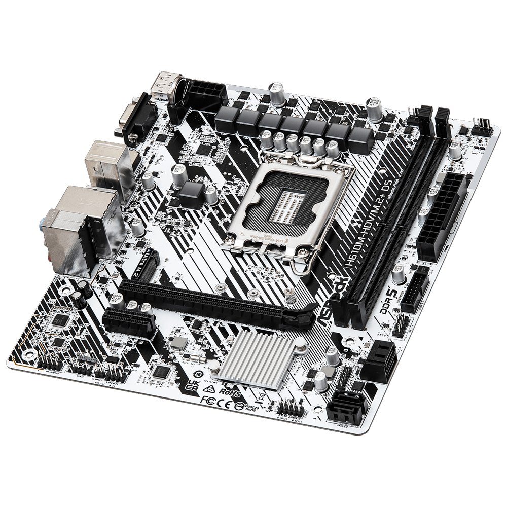 ASROCK H610M-HDV M.2+ D5 5600MHz DDR5 Soket 1700 M.2 USB 3.2 HDMI mATX Anakart