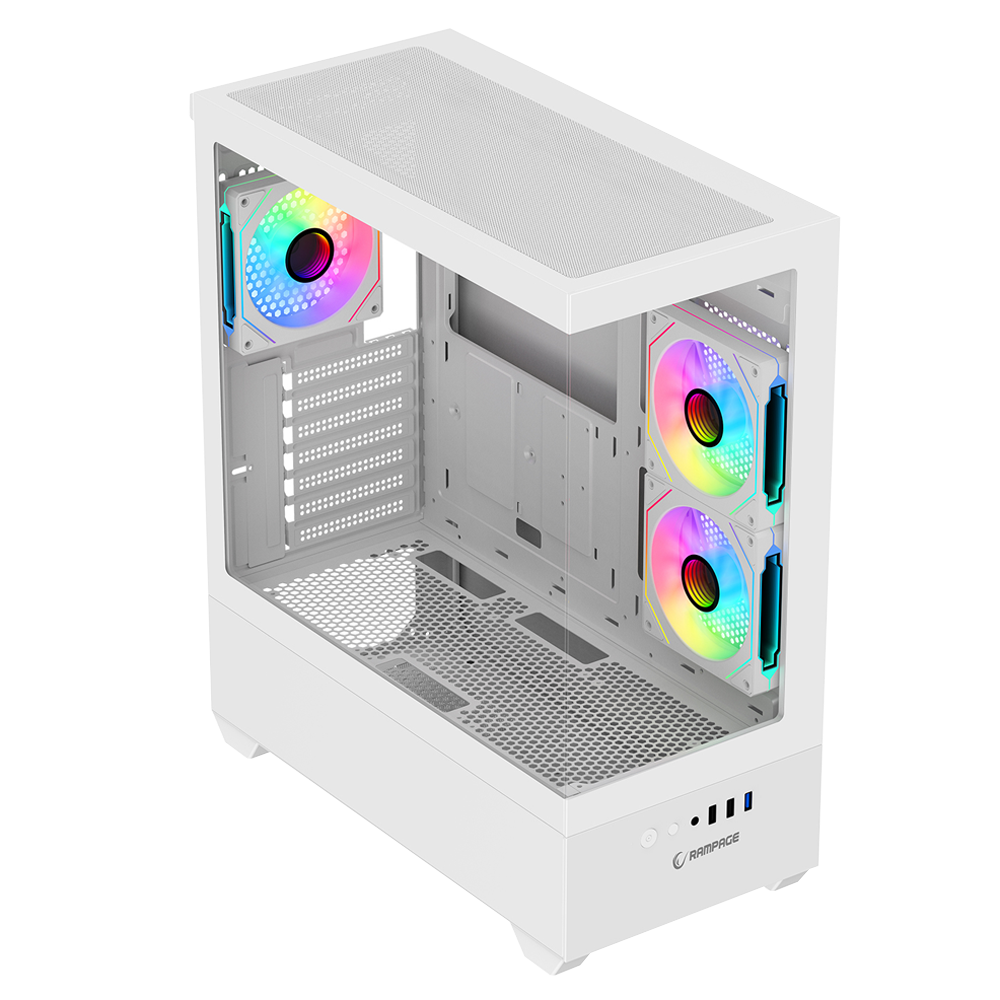 Rampage CALIBRE 750W 80+ Bronze Tempered Glass USB3.0 ARGB ATX Beyaz Gaming Kasa