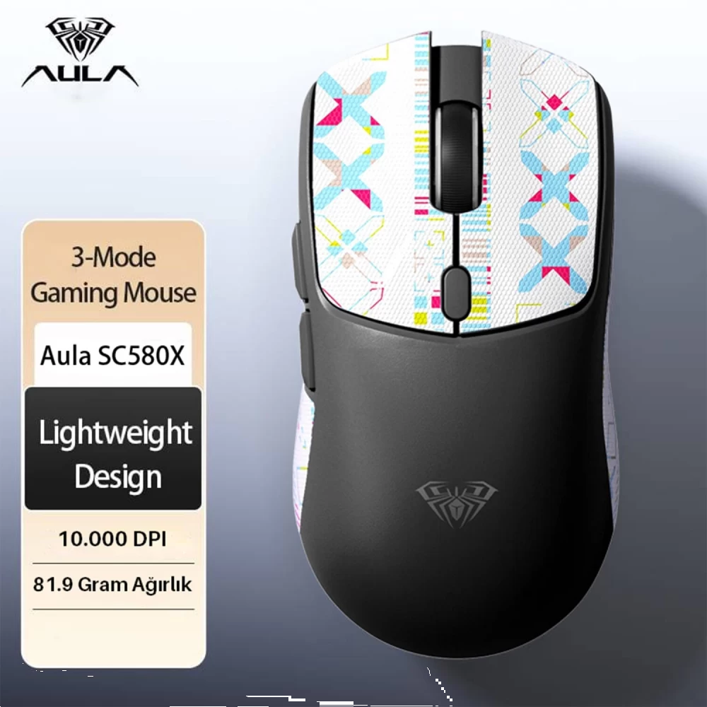 Aula SC580X Lightweight PAW3311 10000 DPI 1000Hz Siyah Kablosuz Gaming Mouse